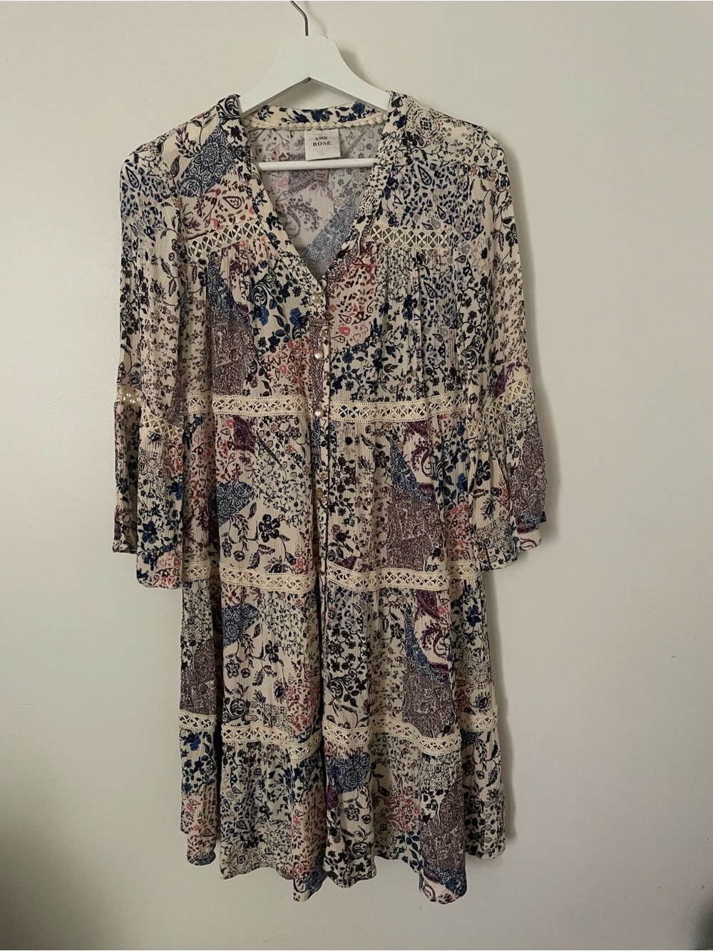 Knox Rose Cream Patchwork Floral Mini Dress